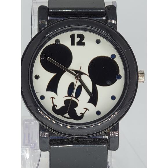 Disney Mickey Mouse Wristwatch Accutime Black Tone Analog Quartz Watch